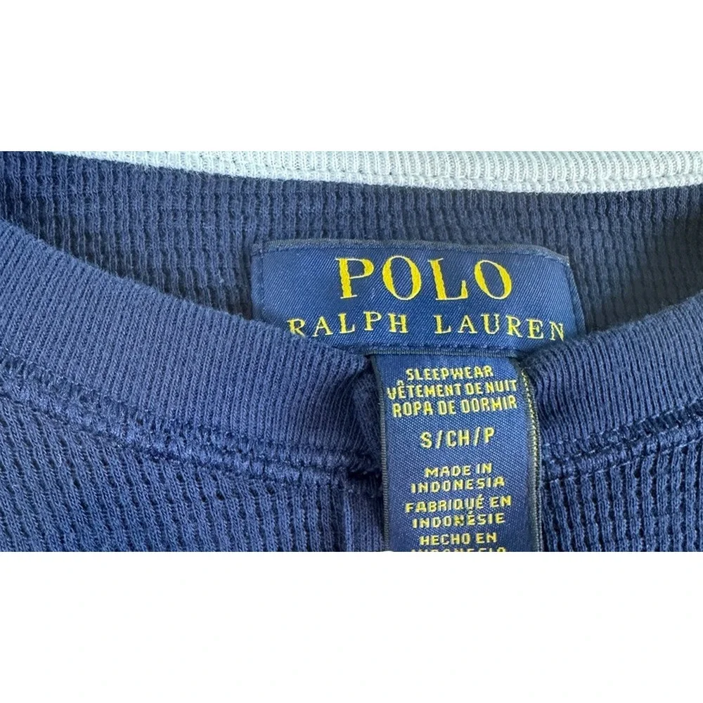 Polo Ralph Lauren Men's Navy Logo Waffle Thermal Sleepwear Henley T-Shirt